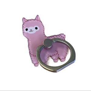 Llama Phone Ring | Rotating Metal Stand | Pink